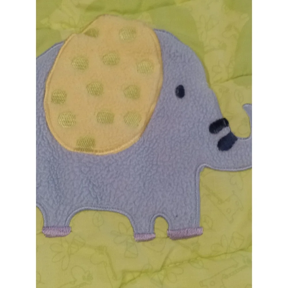 Just One Year Carters Baby Blanket Jungle Safari Animals Quilt Blue Green Yellow
